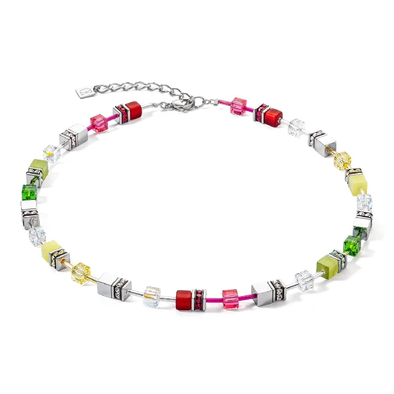 Ladies necklaces sapphire stone pendants-Coeur De Lion GeoCUBE® Iconic Red Green Necklace