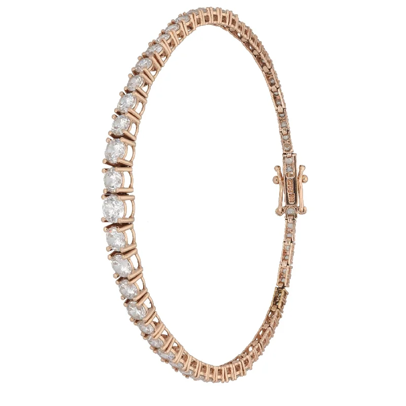 Ladies bracelets contemporary bold styles-Ladies bracelets contemporary bold styles-14ct Rose Gold Cubic Zirconia Line/Tennis Bracelet