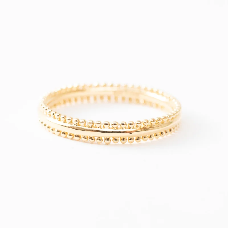 Ladies rings raised detail styles-Gold Vermeil Slim Milgrain Edge Band