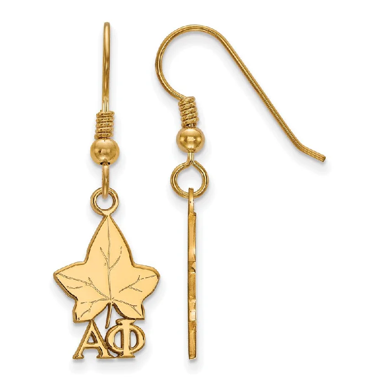 Ladies earrings salt-and-pepper designs-14K Plated Silver Alpha Phi Small Dangle Earrings