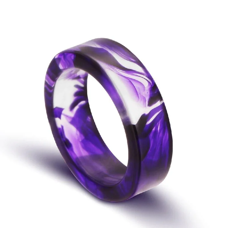 Ladies rings curved edge designs-Flaming Soul Resin Ring