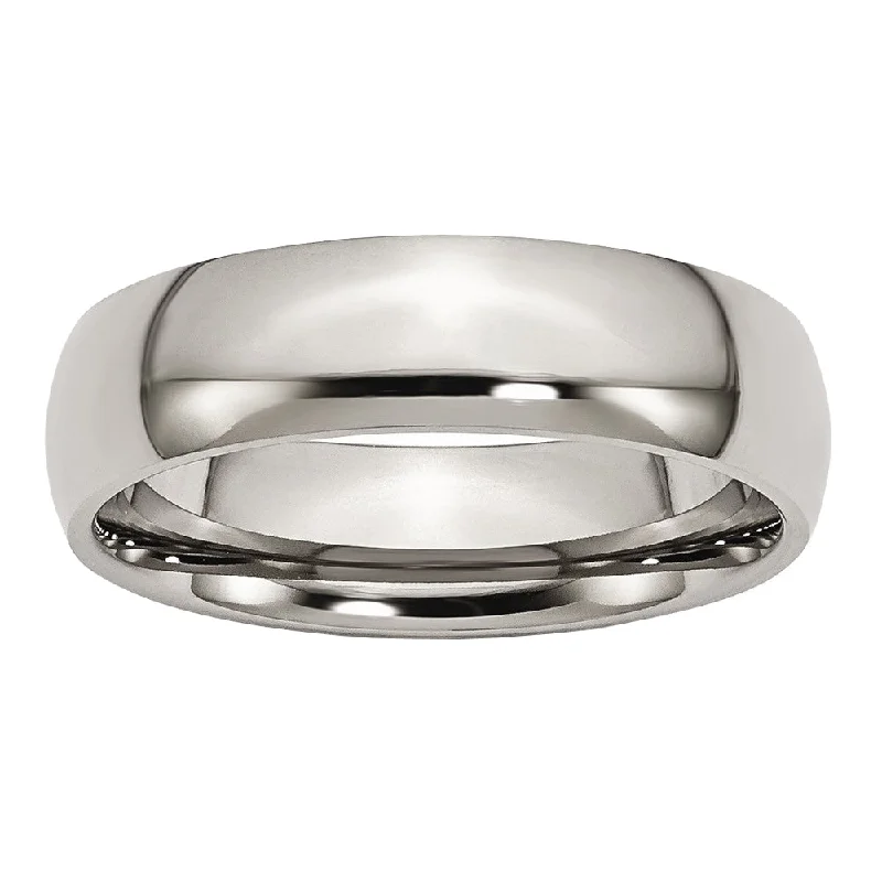 Ladies rings Japanese aesthetic rings-Titanium 6mm Polished Domed Comfort Fit Band