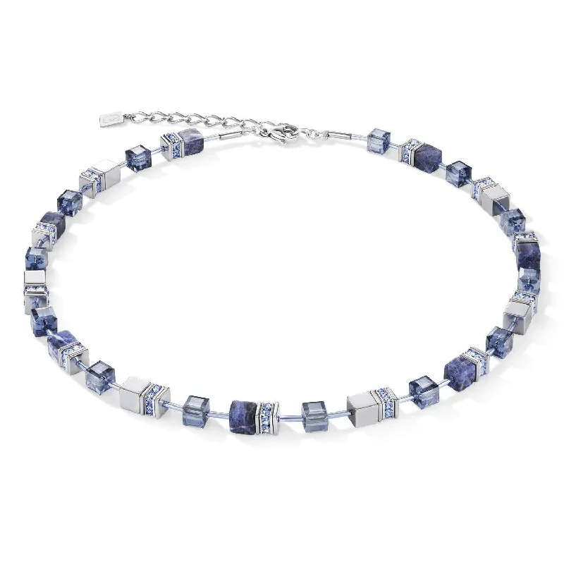 Ladies necklaces comfort curve styles-Coeur De Lion GeoCUBE® Sodalite & Haematite Blue Necklace