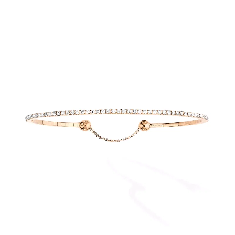 Ladies bracelets romantic floral styles-Ladies bracelets romantic floral styles-18ct Pink Gold Skinny Diamond Bracelet