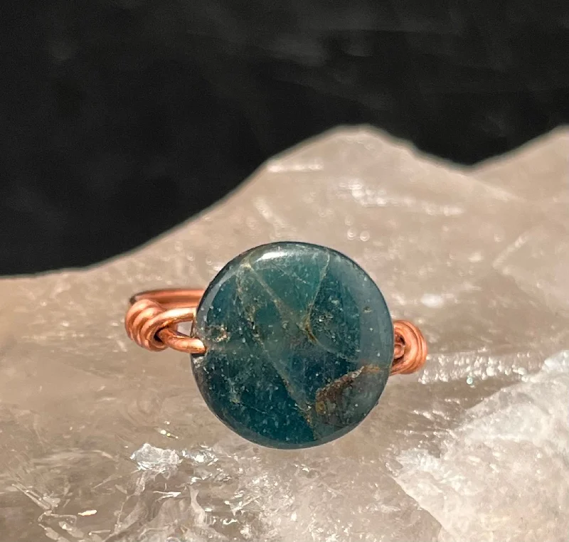 Ladies rings famous designer labels-Apatite Copper Bead Ring