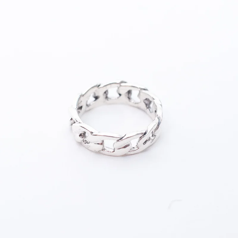 Ladies rings French elegance designs-Silver Chain Ring