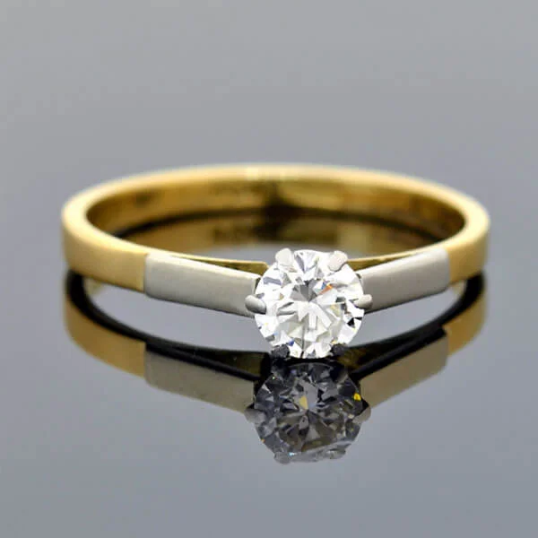 Ladies engagement rings price range-Edwardian 18kt/Platinum Diamond Engagement Ring 0.40ct