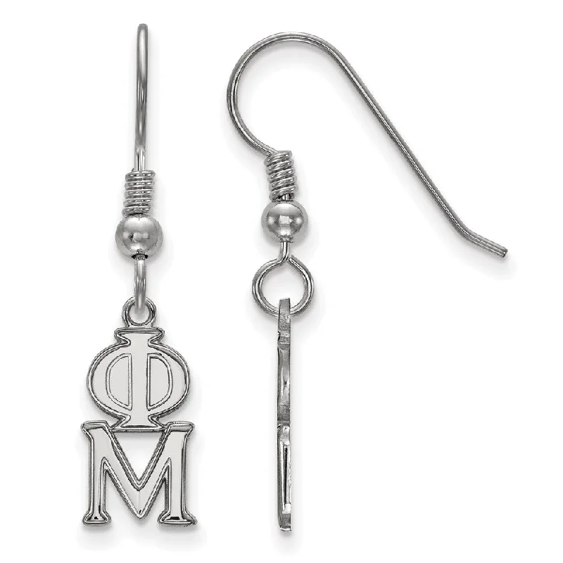 Ladies earrings exclusive craft styles-Sterling Silver Small Phi Mu Dangle Earrings