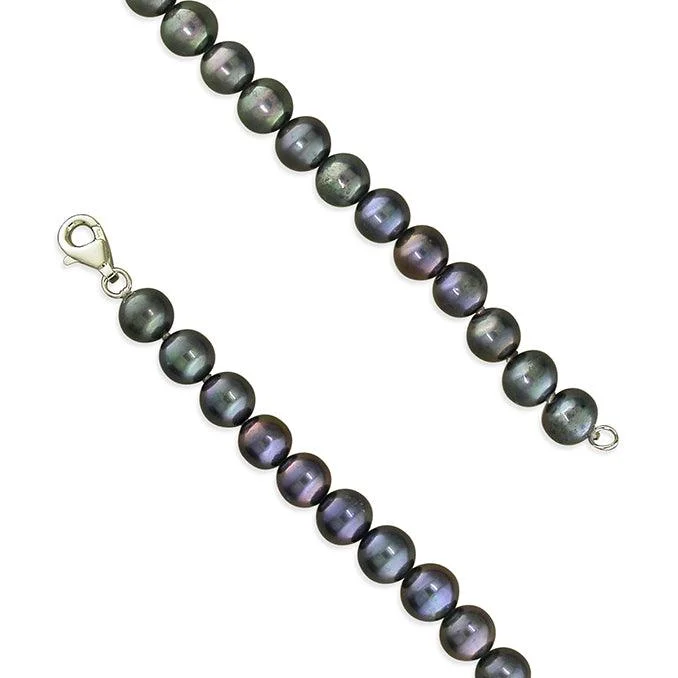 Ladies necklaces birthstone pendant styles-Sterling Silver and Peacock Freshwater Pearl Necklace