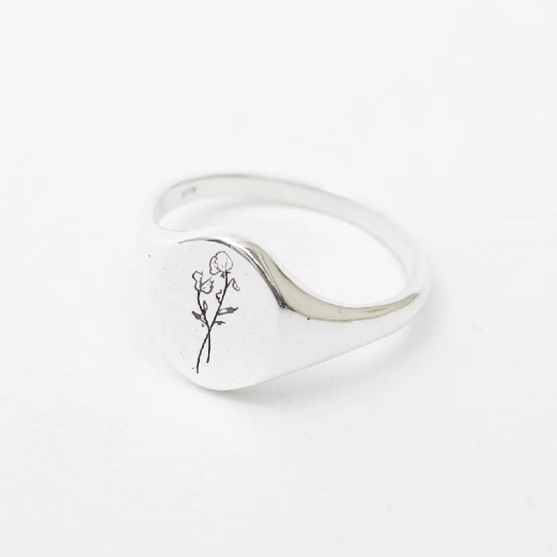 Ladies rings loose style rings-September Birth Flower Signet Ring