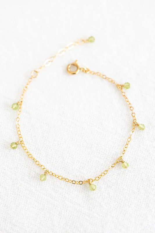 Ladies bracelets adjustable fit options-Ladies bracelets adjustable fit options-Peridot Drop Bracelet