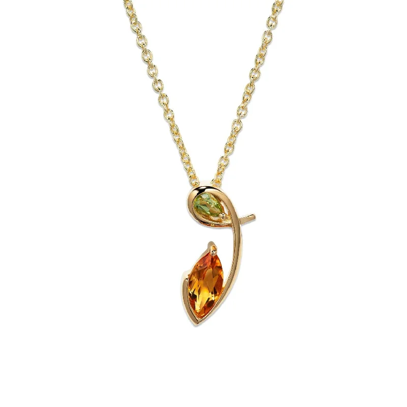 Ladies necklaces futuristic design styles-Unique & Co Gold Vermeil Citrine and Peridot Necklace