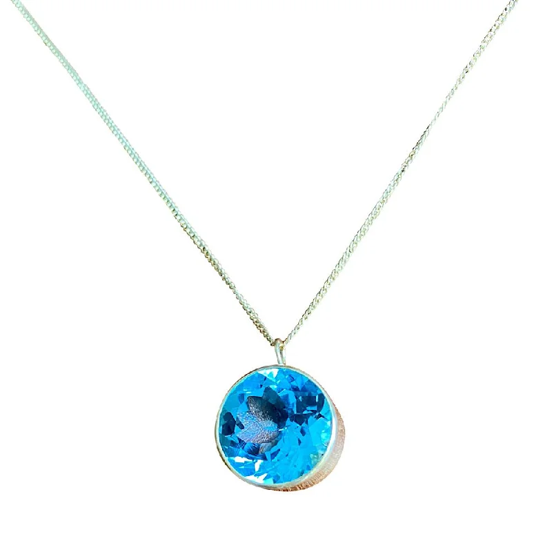 Ladies necklaces minimalist art styles-Yaron Morhaim Blue Topaz Gold Fill Necklace