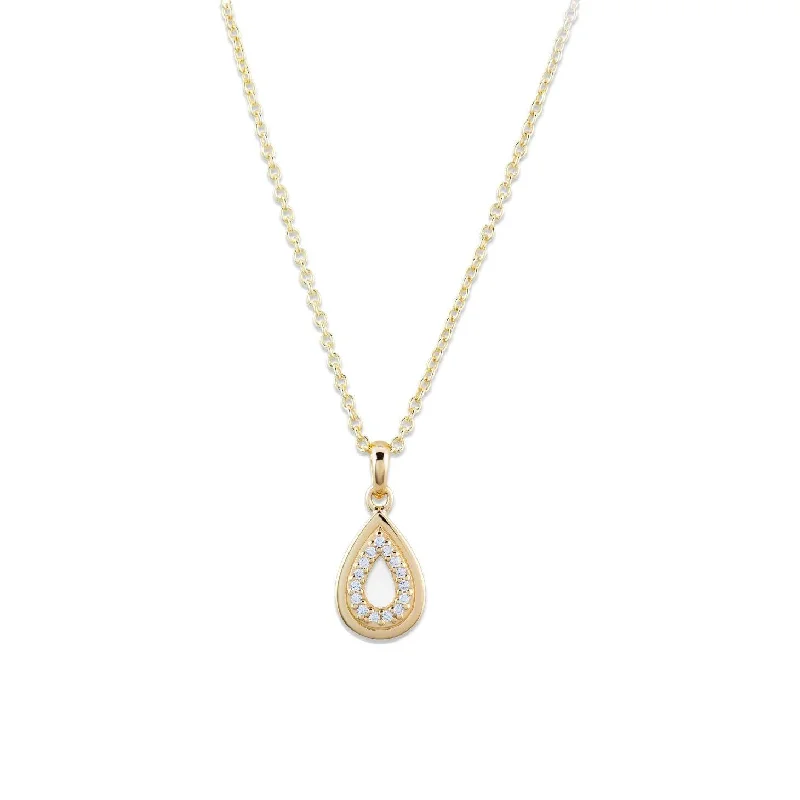 Ladies necklaces organic shape designs-Unique & Co Gold Vermeil Cubic Zirconia Teardrop Necklace