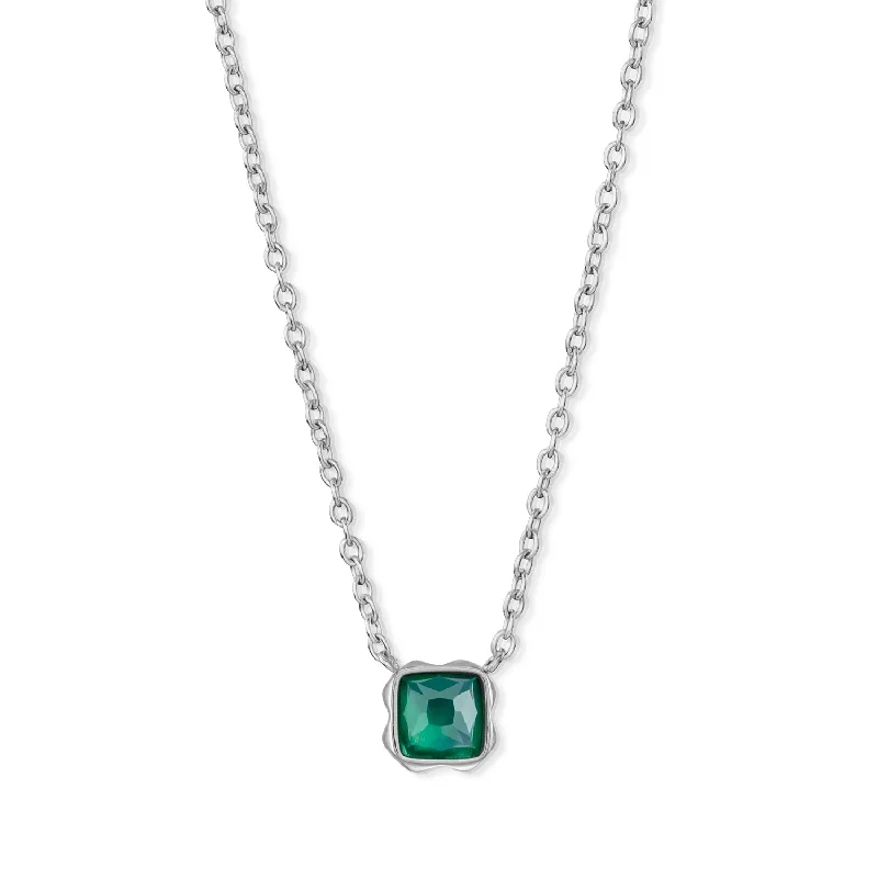 Ladies necklaces salt-and-pepper designs-Coeur De Lion May Birthstone Green Agate Necklace