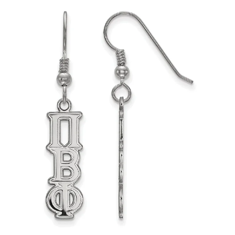 Ladies earrings white diamond styles-Sterling Silver Pi Beta Phi Dangle Small Earrings