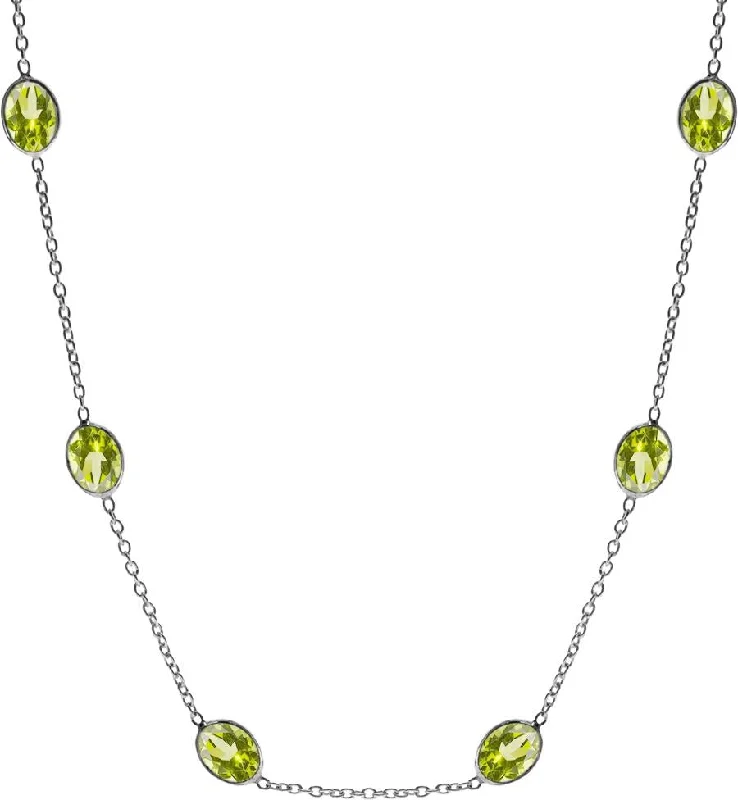 Ladies necklaces diamond pendant pieces-Sterling Silver Bezel-Set Faceted Peridot Necklace