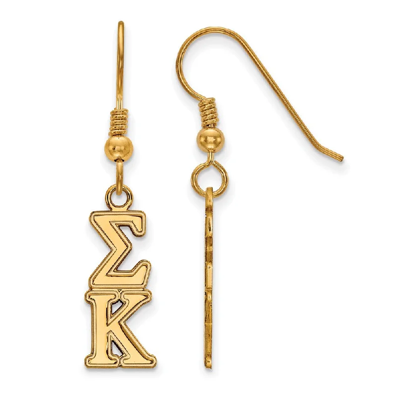 Ladies earrings group custom designs-14K Plated Silver Sigma Kappa Dangle Small Earrings