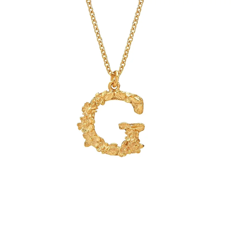 Ladies necklaces cascading stone necklaces-Alex Monroe Floral Letter G Necklace