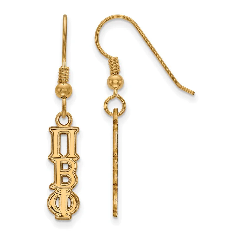 Ladies earrings hypoallergenic materials-14K Plated Silver Pi Beta Phi XS Dangle Earrings