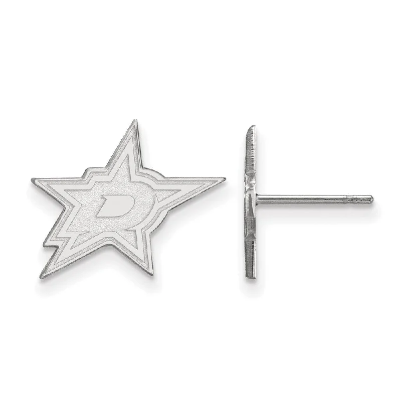 Ladies earrings durable craft designs-10k White Gold NHL Dallas Stars Small Post Earrings