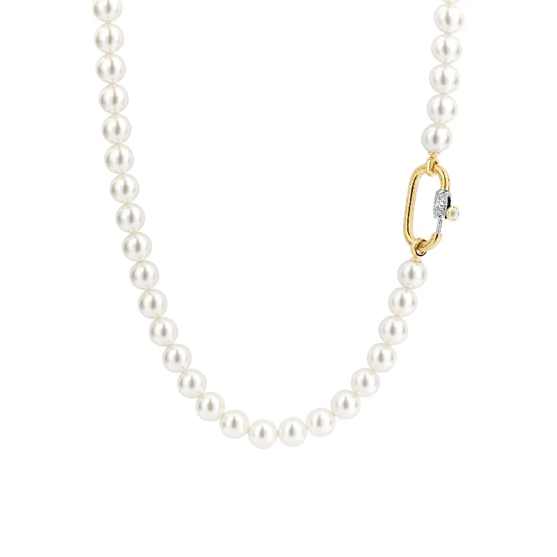 Ladies necklaces customer review favorites-Ti Sento Gold Vermeil Pearls Lock Necklace