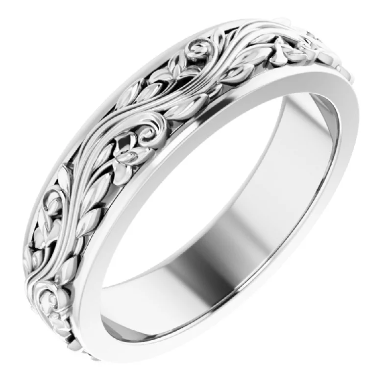 Ladies rings thin stackable rings-5mm Platinum Sculptural Standard Fit Band