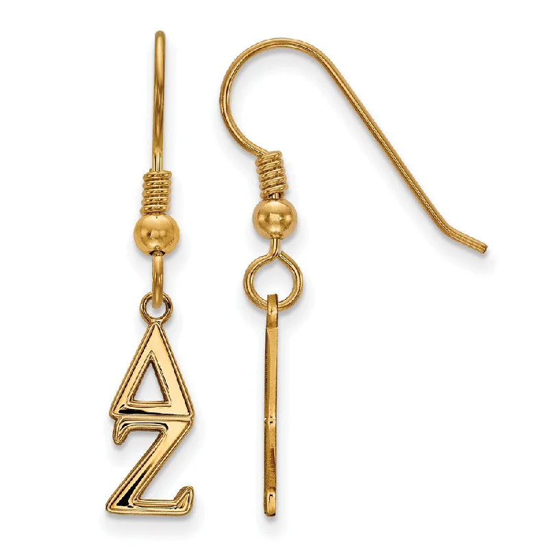 Ladies earrings petite charm designs-14K Plated Silver Delta Zeta XS Dangle Earrings