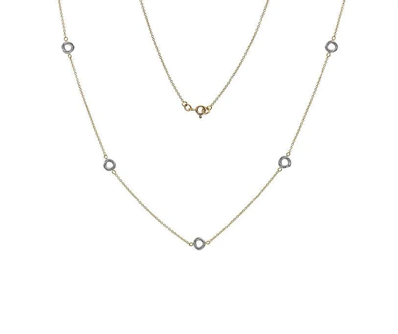 Ladies necklaces halo accent styles-9ct Gold Chain with White Gold Circles Necklace