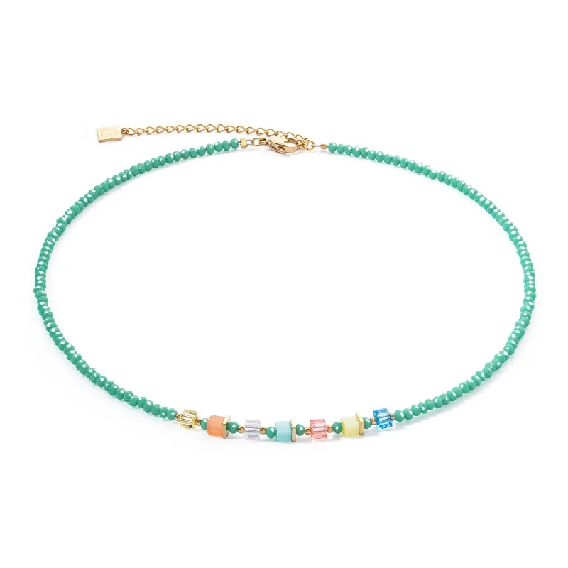 Ladies necklaces glitter accent styles-Coeur De Lion Joyful Colours Green Multicolour Necklace