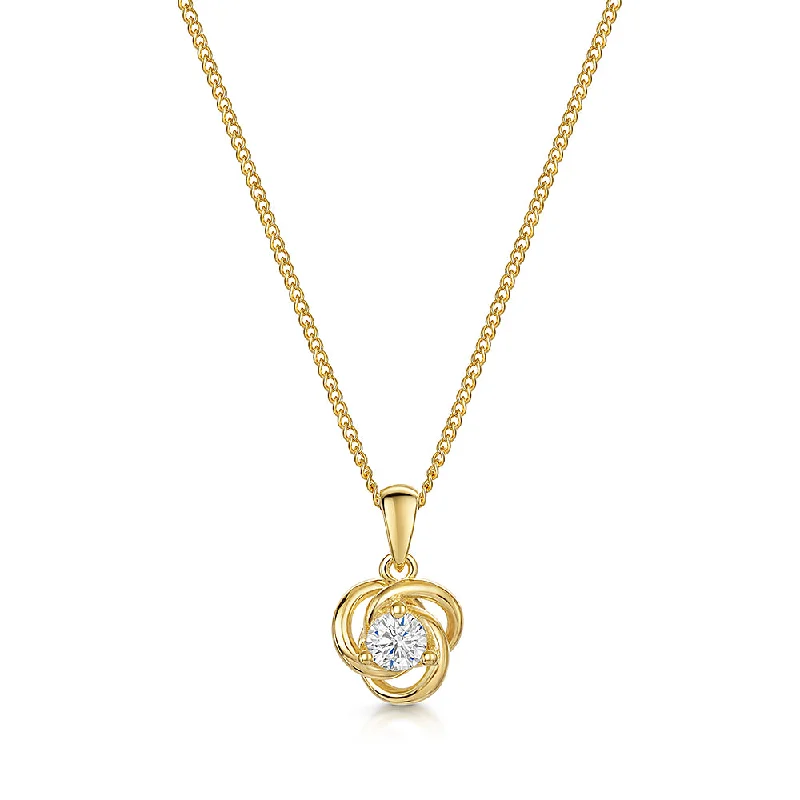 Ladies necklaces turquoise detail necklaces-Jools Gold Vermeil Cubic Zirconia Circles Knot Pendant Necklace