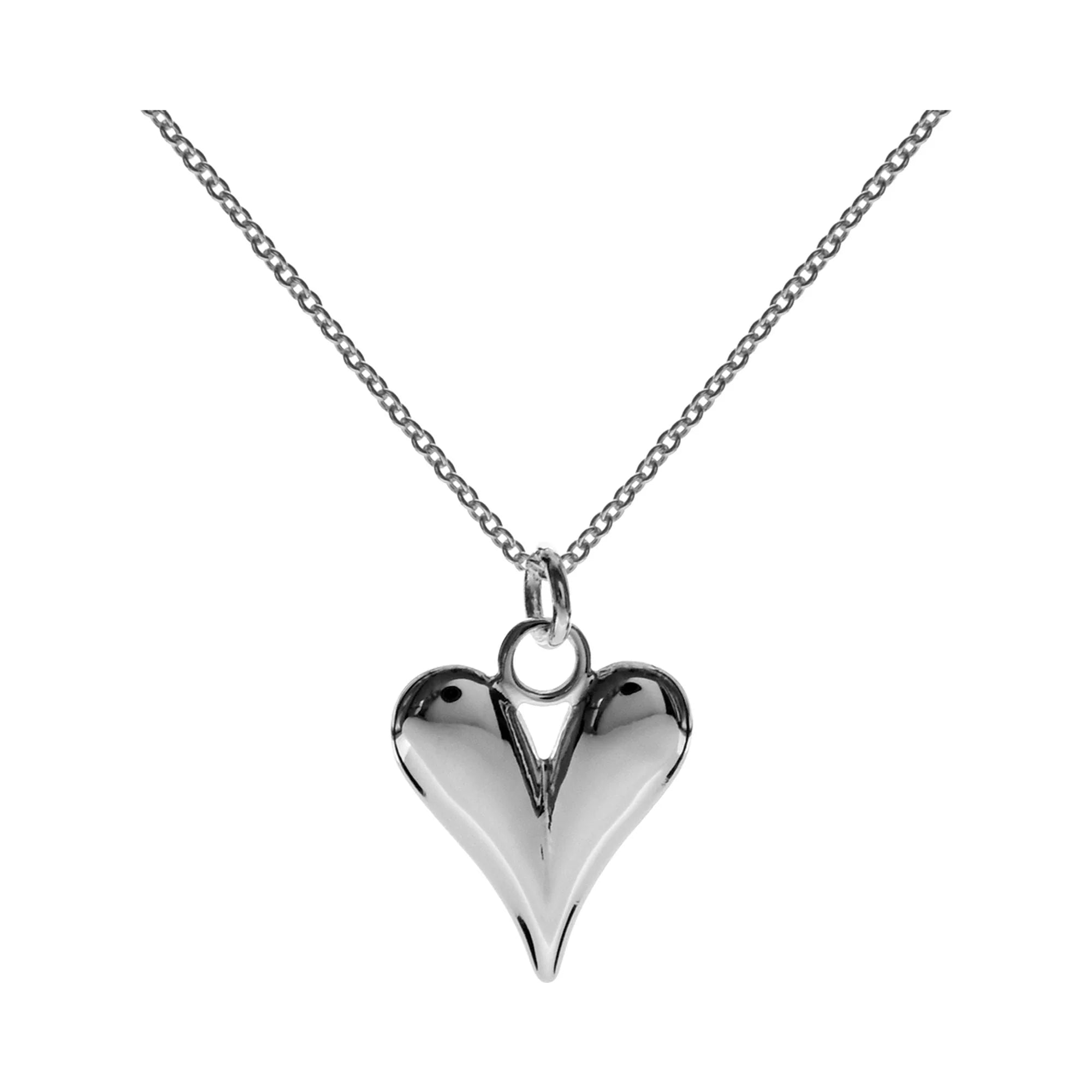 Ladies necklaces abstract form necklaces-Sterling Silver Elongated Heart Necklace