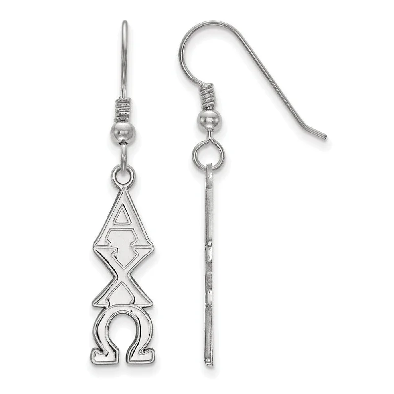 Ladies earrings blue diamond designs-Sterling Silver Alpha Chi Omega Dangle Small Earrings