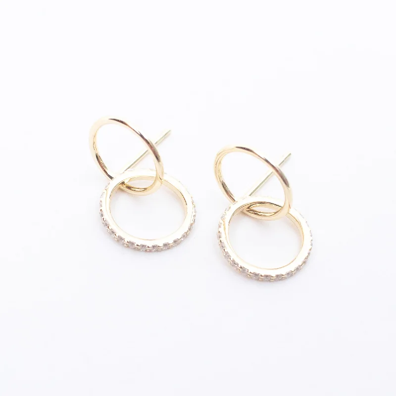 Ladies rings organic shape designs-Gold Vermeil Cubic Double Ring Studs