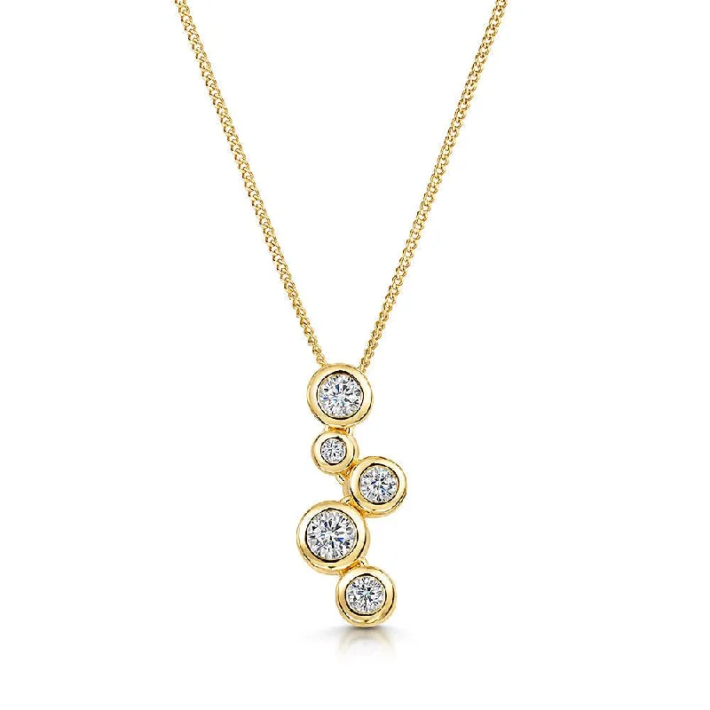 Ladies necklaces raised detail styles-5 Stone Bubbles Pendant Necklace - Yellow Gold