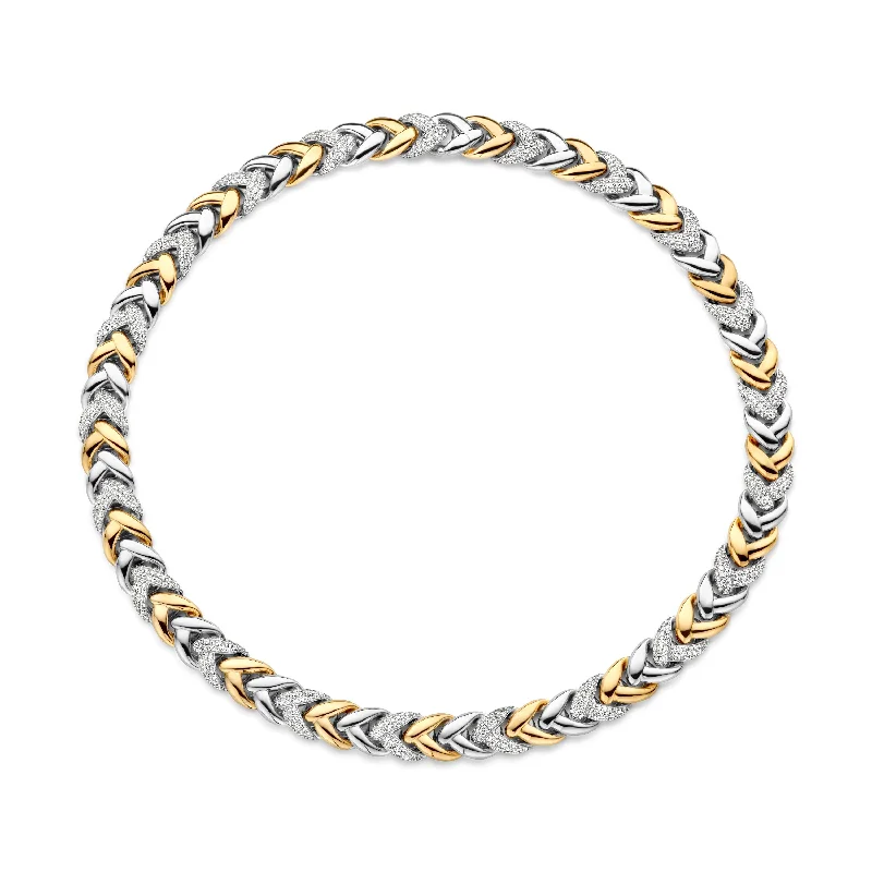 Ladies necklaces timeless wedding styles-Ti Sento Gold and Silver Cubic Zirconia Braided Necklace