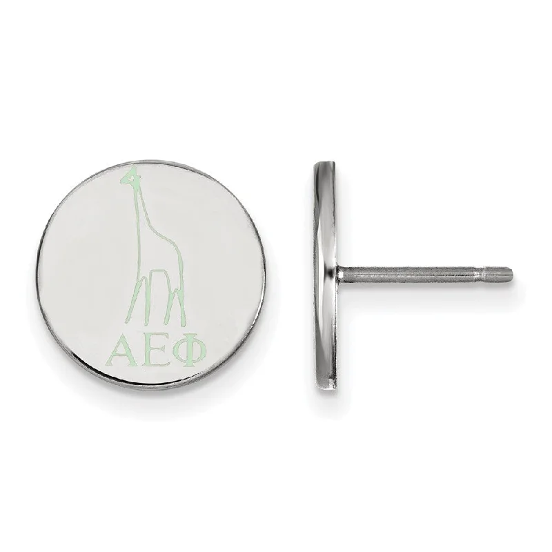 Ladies earrings celebrity style trends-Sterling Silver Alpha Epsilon Phi Enamel Post Earrings