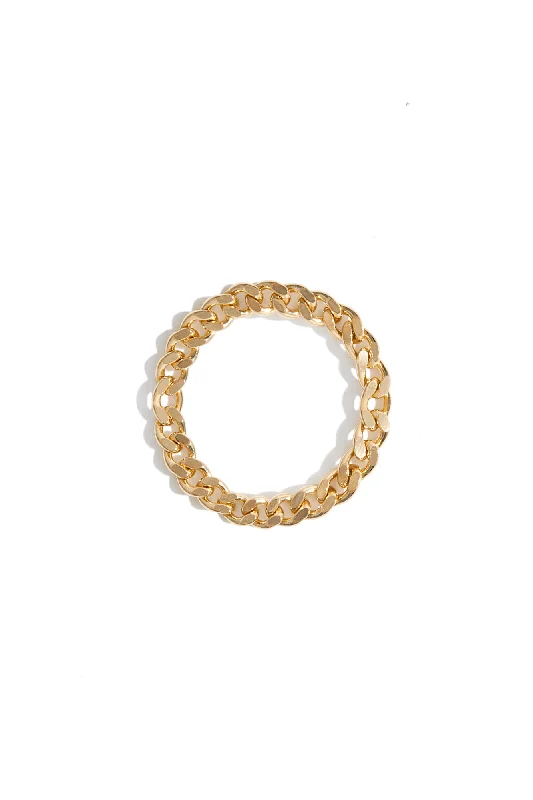 Ladies rings girlfriend surprise picks-Delicate Curb Chain Ring in Gold