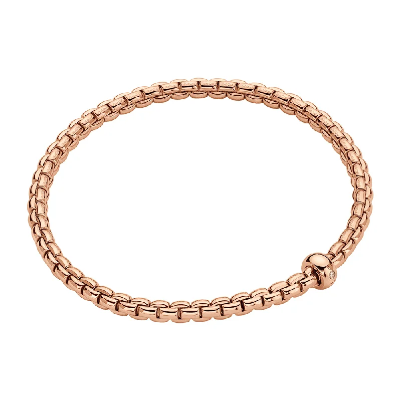 Ladies bracelets pure silver styles-Ladies bracelets pure silver styles-Eka 18ct Rose Gold Bracelet Set With One Diamond