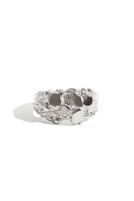 Ladies rings European-inspired flair-Nugget Ring in Silver