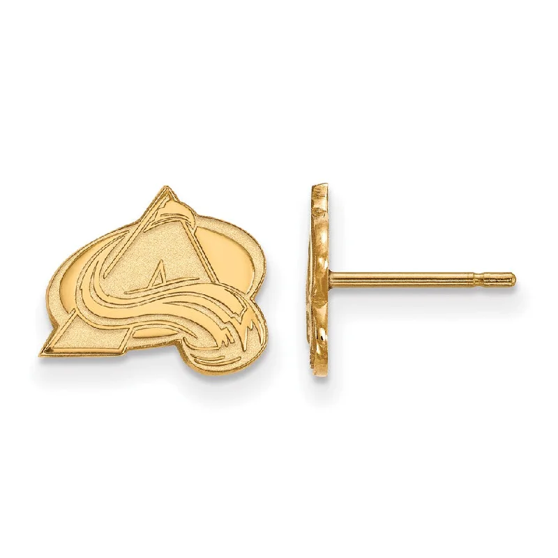 Ladies earrings shiny gold designs-SS 14k Yellow Gold Plated NHL Colorado Avalanche XS Post Earrings