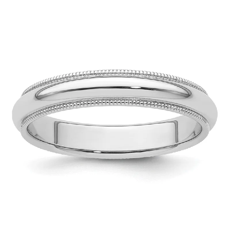 Ladies rings love token designs-4mm to 6mm Platinum Milgrain Edge Domed Comfort Fit Band