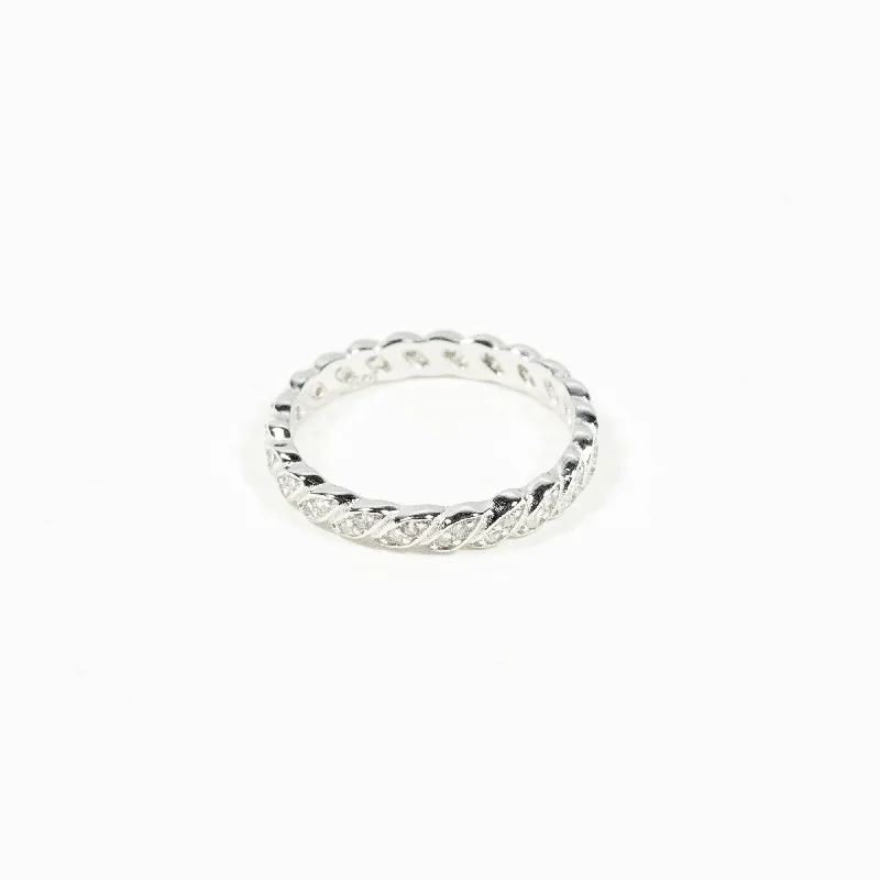 Ladies rings girlfriend surprise picks-Silver Eternity CZ Ring