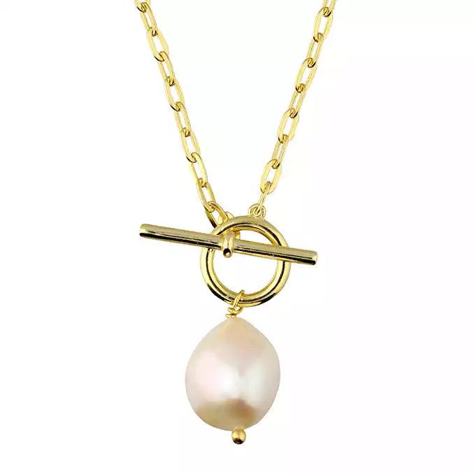 Ladies necklaces everyday glamour designs-14ct Gold Vermeil Sterling Silver T-Bar Necklace