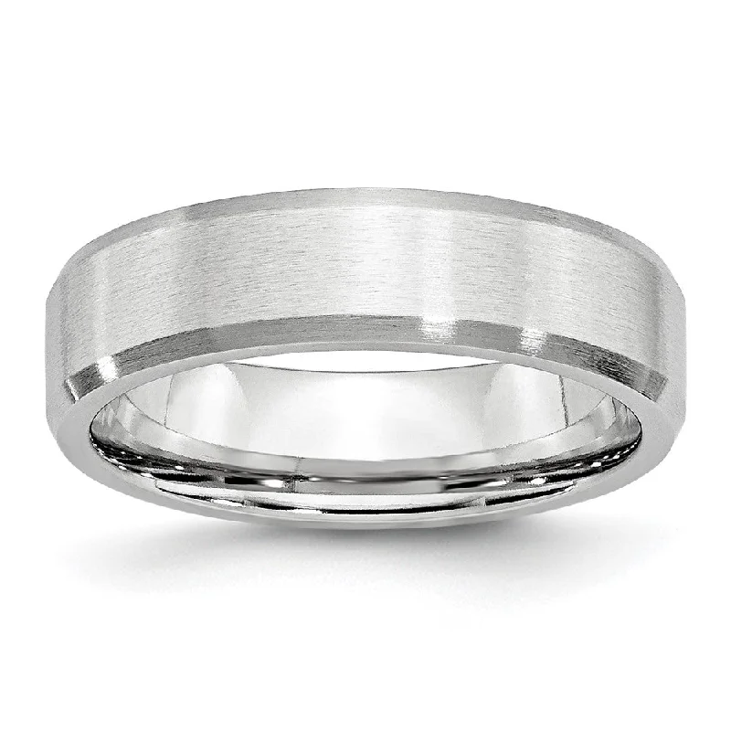 Ladies rings gothic aesthetic appeal-6mm Cobalt Beveled Edge Flat Satin Standard Fit Band