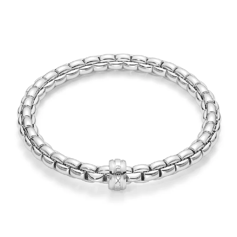 Ladies bracelets polished shiny styles-Ladies bracelets polished shiny styles-Eka 18ct White Gold Bracelet With Single Polished Rondel