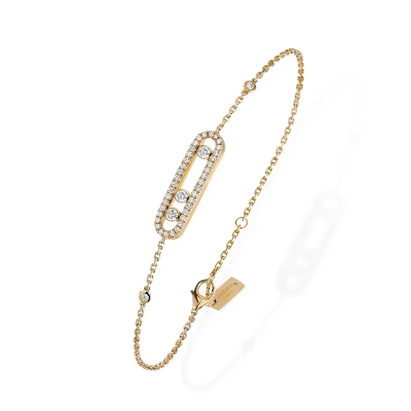 Ladies bracelets prong set styles-Ladies bracelets prong set styles-18ct Yellow Gold Baby Move Three Diamond Set Bracelet