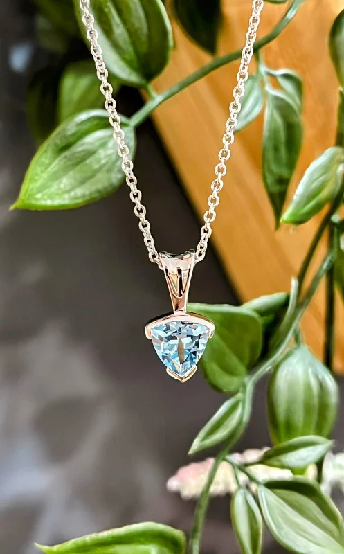 Ladies necklaces wide pendant designs-Unique & Co Sterling Silver Blue Topaz Pendant Necklace