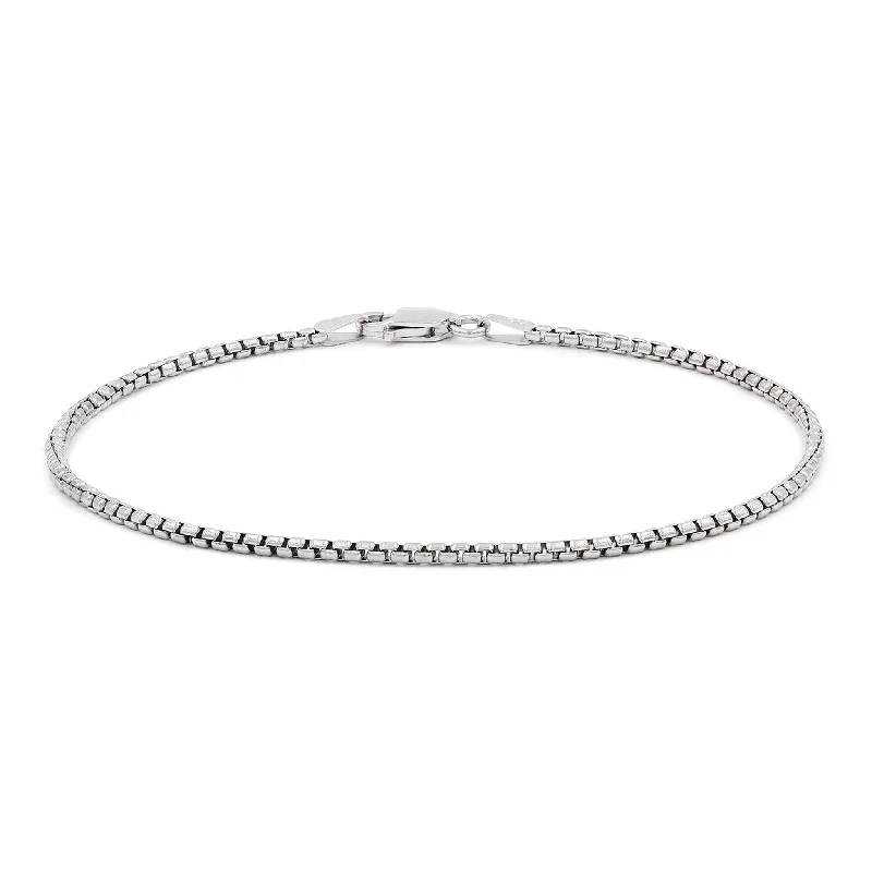 Ladies bracelets stretch band styles-Ladies bracelets stretch band styles-Round Box Anklet Bracelet (14K)