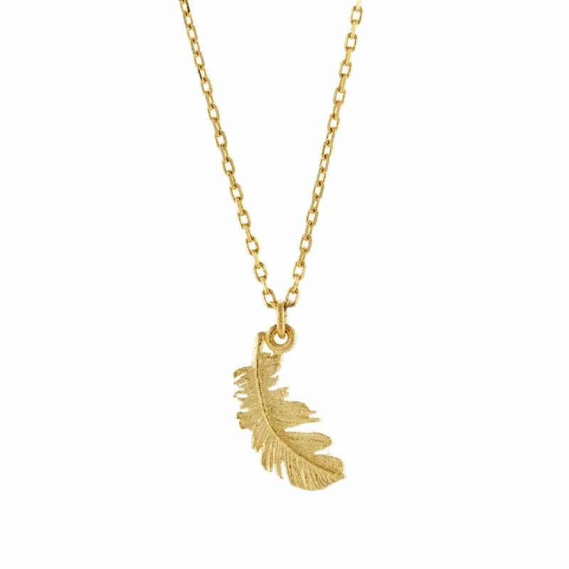 Ladies necklaces futuristic design styles-Alex Monroe Teeny Tiny Plume Feather Necklace in 18ct Solid Gold